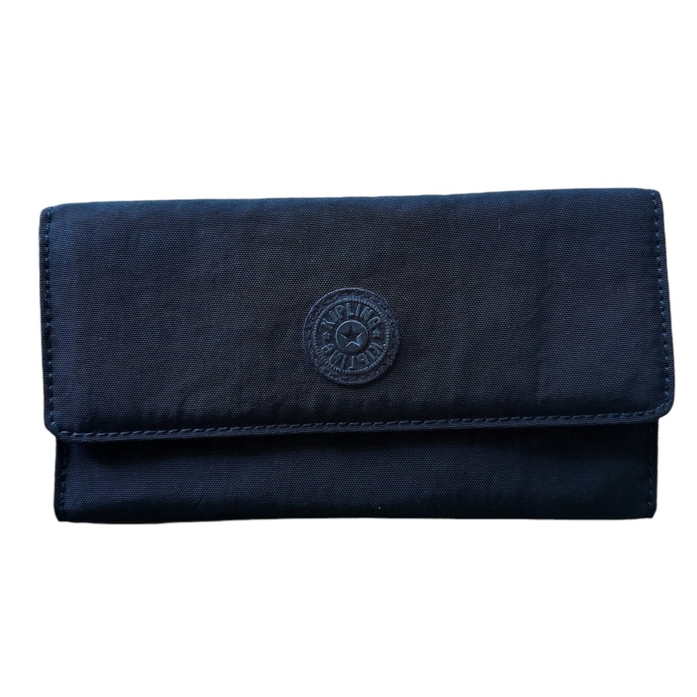 Kipling Black Nylon Money Land RFID Snap Tri-Fold Wallet OS